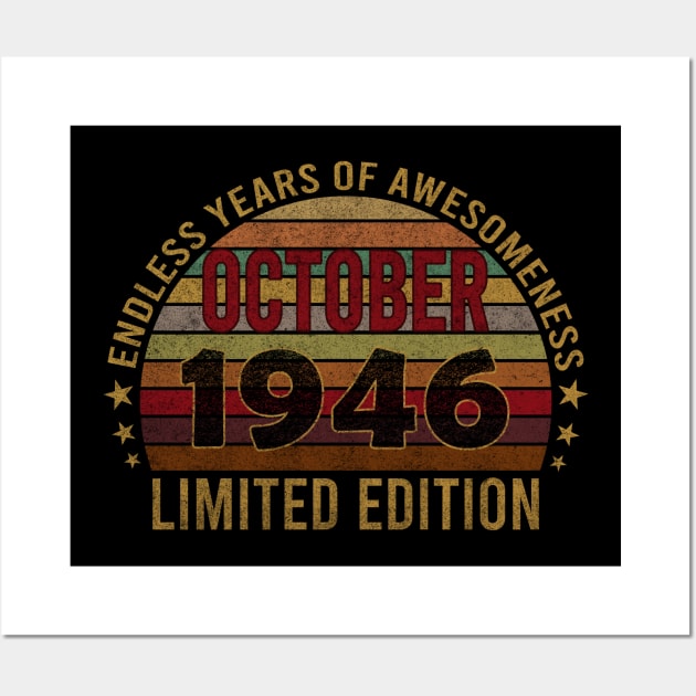 75 Year Old 75th Birthday Design for October 1946 born Limited Edition Legend BDay Gift Wall Art by mahmuq